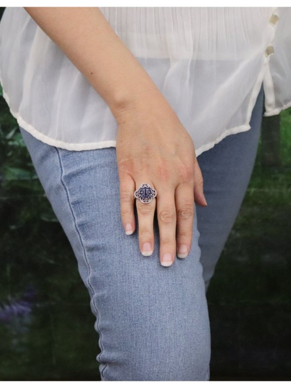 Sterling Silver Natural Blue Sapphire Ring Size 7 - Picture 2 of 7